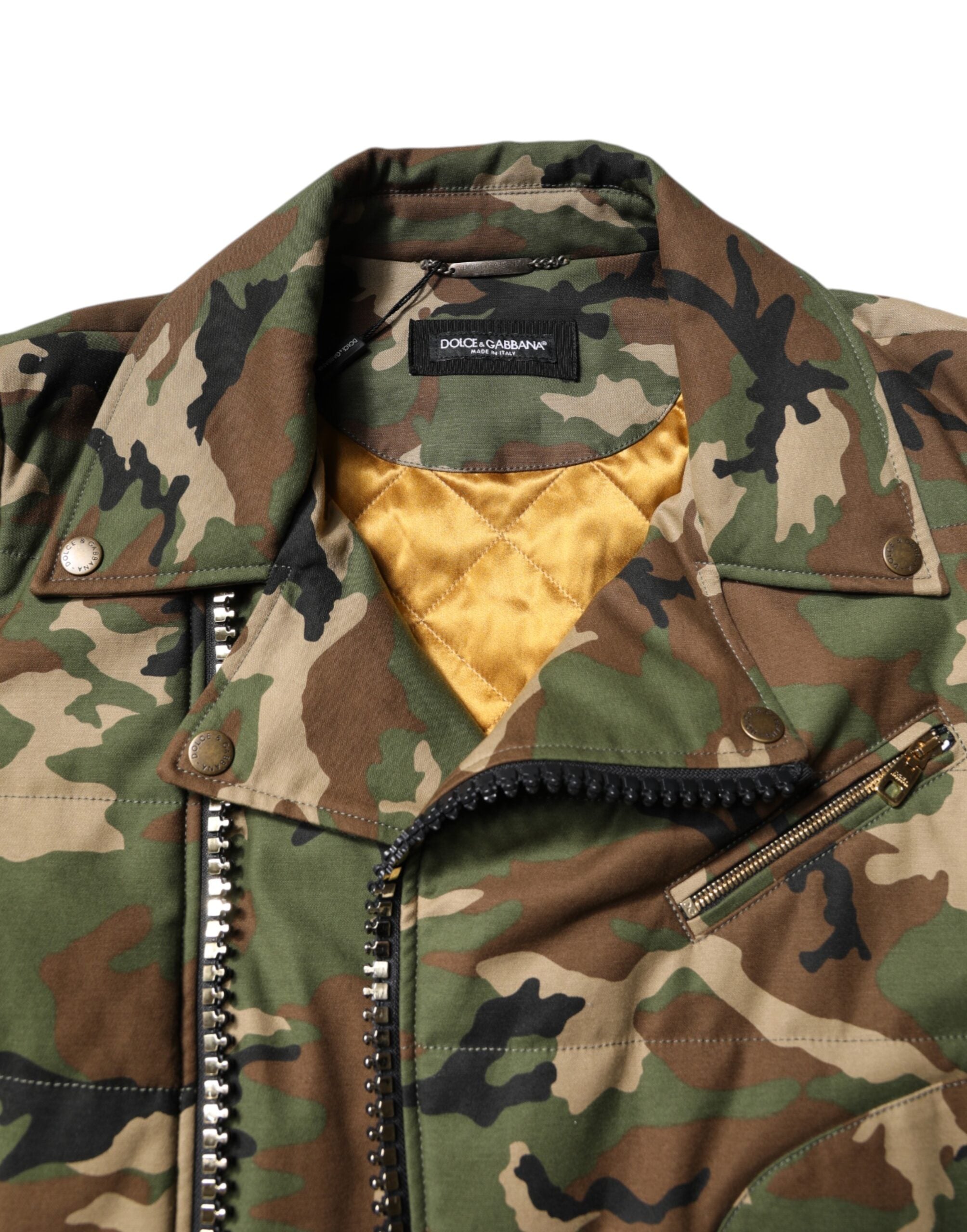 Dolce & Gabbana Multicolor Camouflage Nylon Biker Jacket