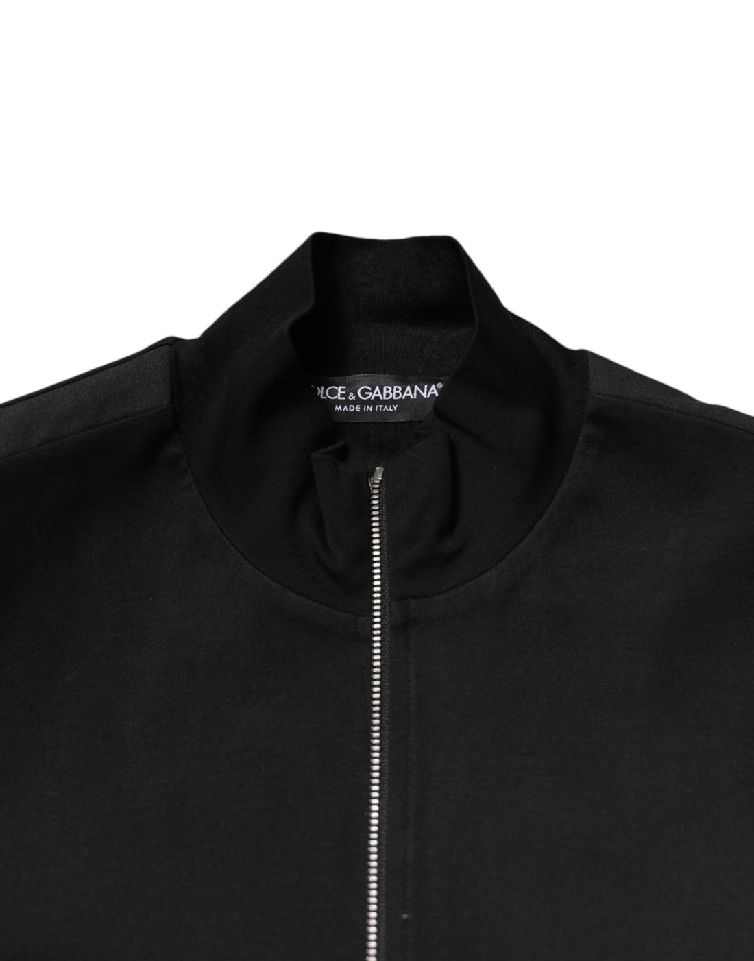 Dolce & Gabbana Black Cotton Logo Full Zip Men Bomber Jacket