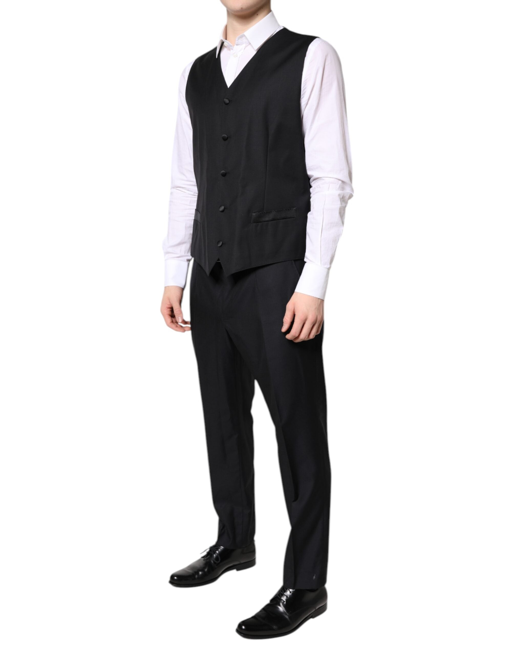 Dolce & Gabbana Black Double Breasted Formal 3 Piece Suit
