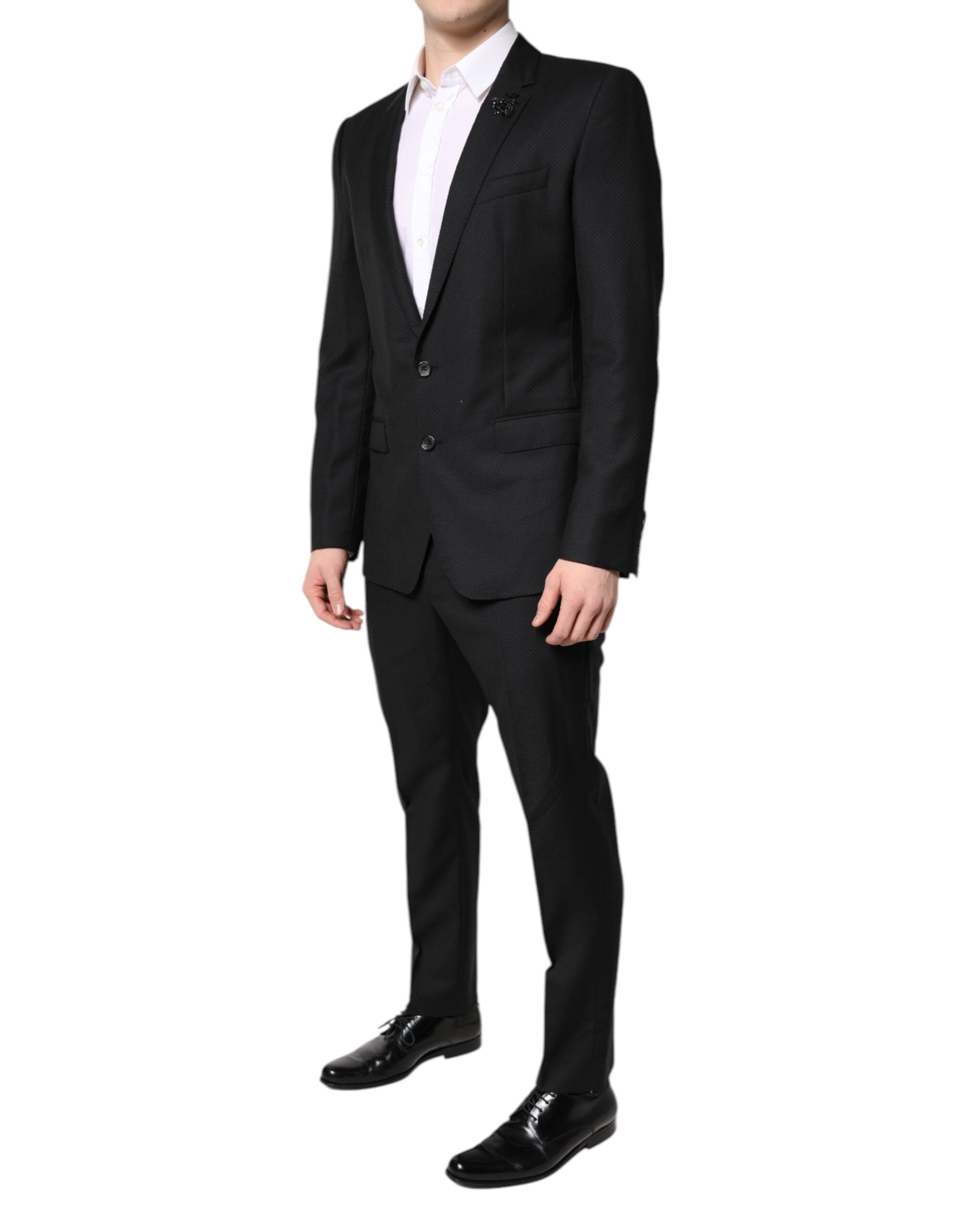 Dolce & Gabbana Black Wool Single Breasted 2 Piece Suit
