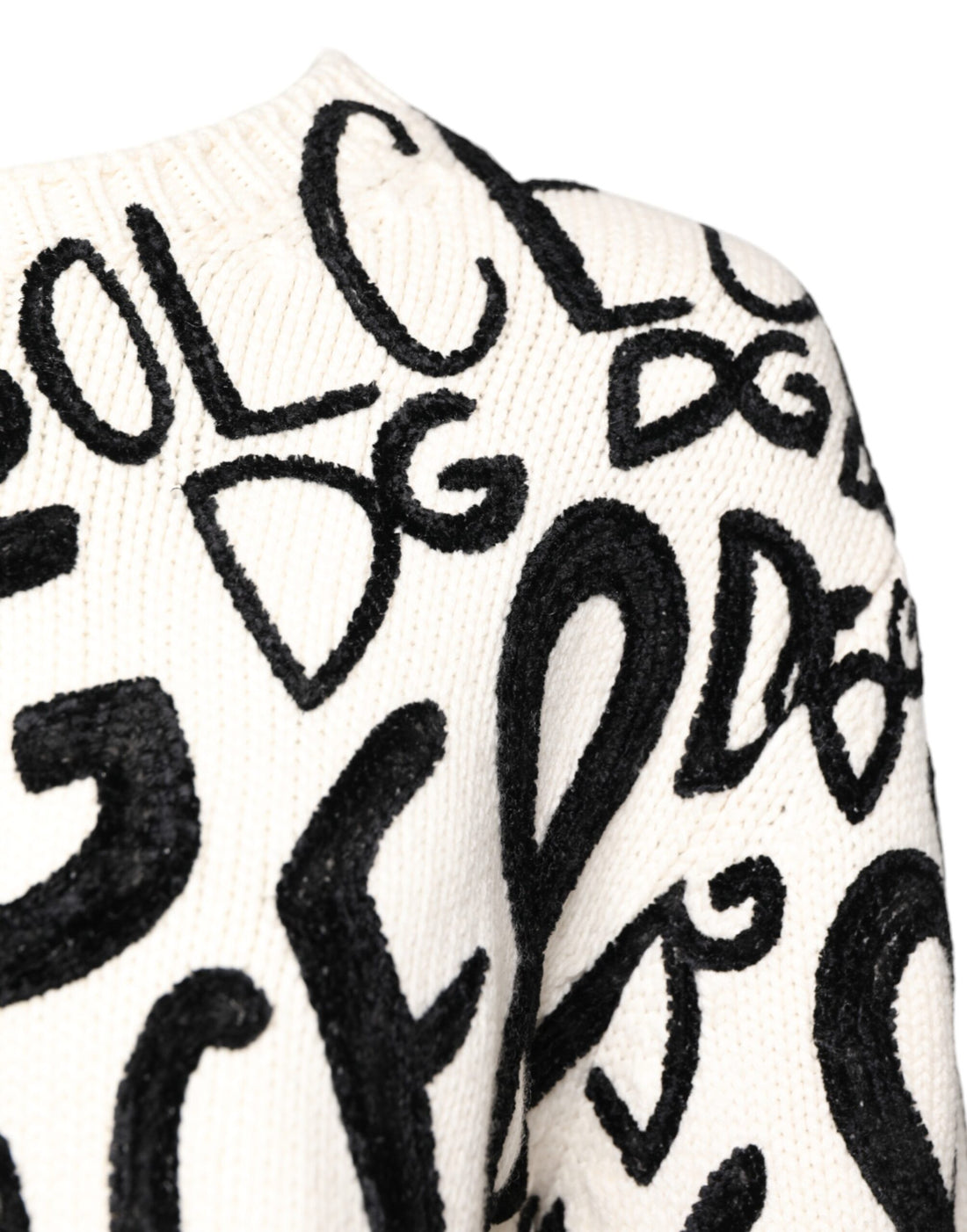 Dolce & Gabbana White Black Logo Print Women Pullover Sweater