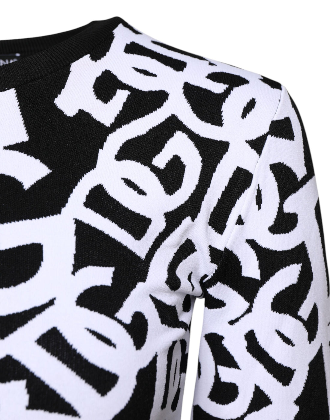 Dolce & Gabbana Black White Logo Print Women Pullover Sweater