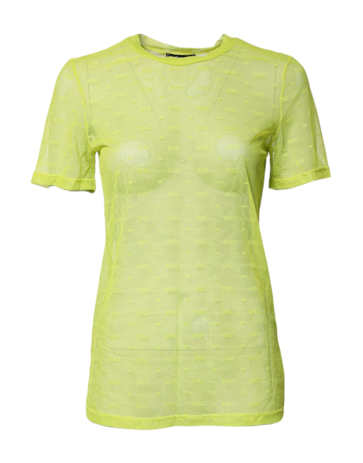 Dolce & Gabbana Green Nylon See Through Women Short Sleeves Top
