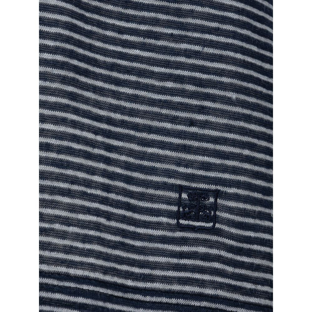 Corneliani Blue Linen Long Sleeve