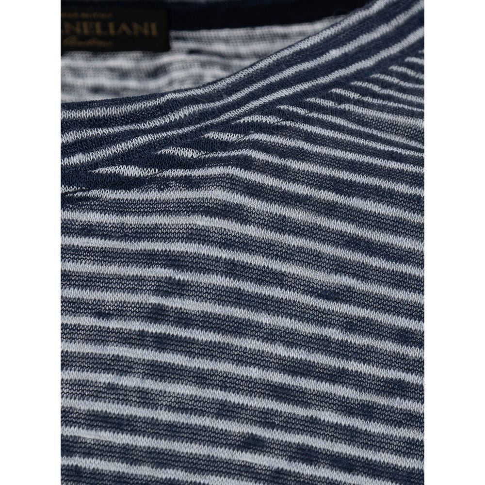 Corneliani Blue Linen Long Sleeve