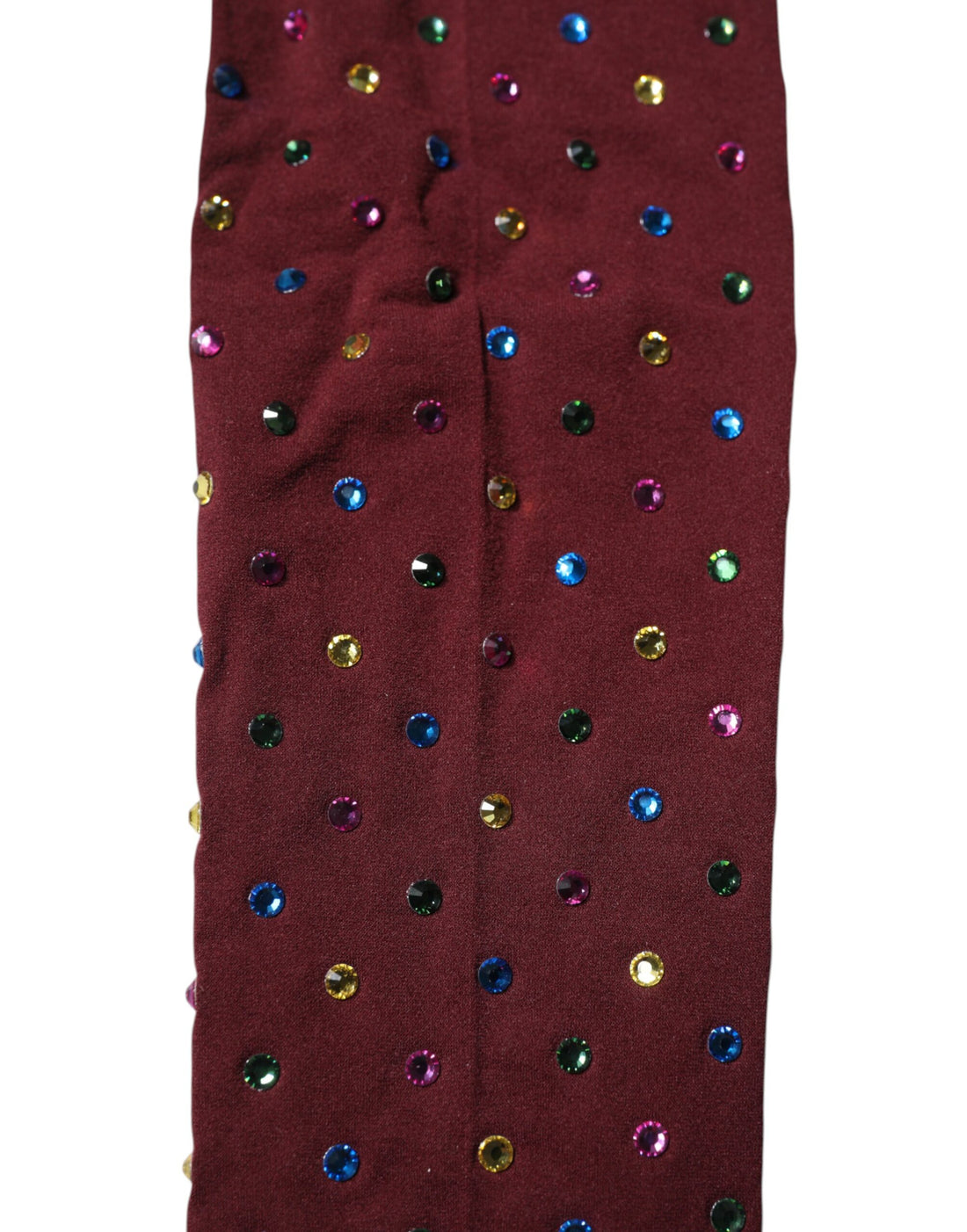 Dolce & Gabbana Maroon Nylon Crystal Embellished Pantyhose Tights