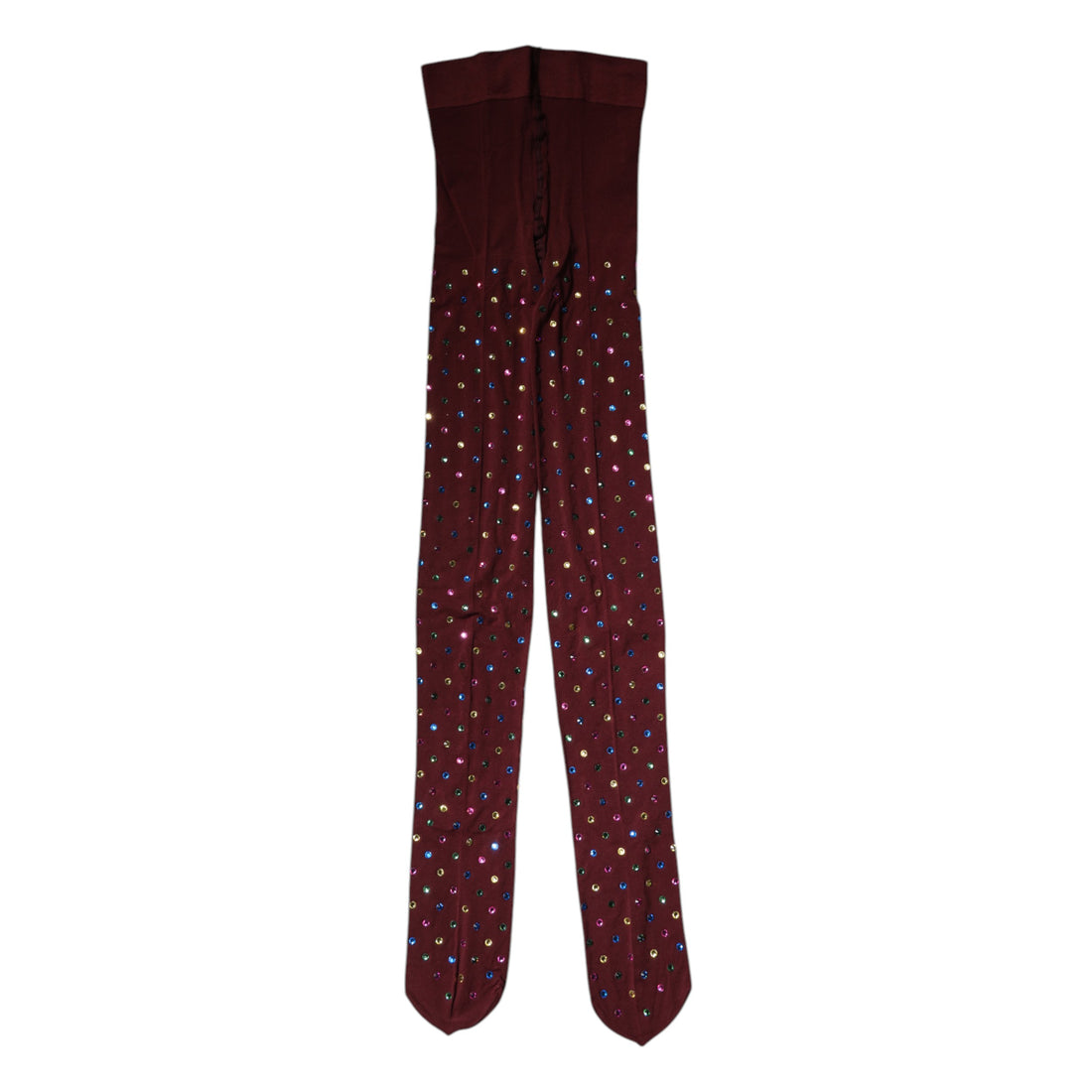 Dolce & Gabbana Maroon Nylon Crystal Embellished Pantyhose Tights