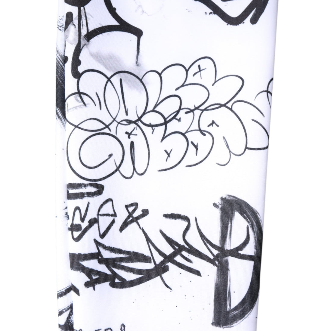Dolce & Gabbana White Graffiti Cotton Over Calf Stockings Socks