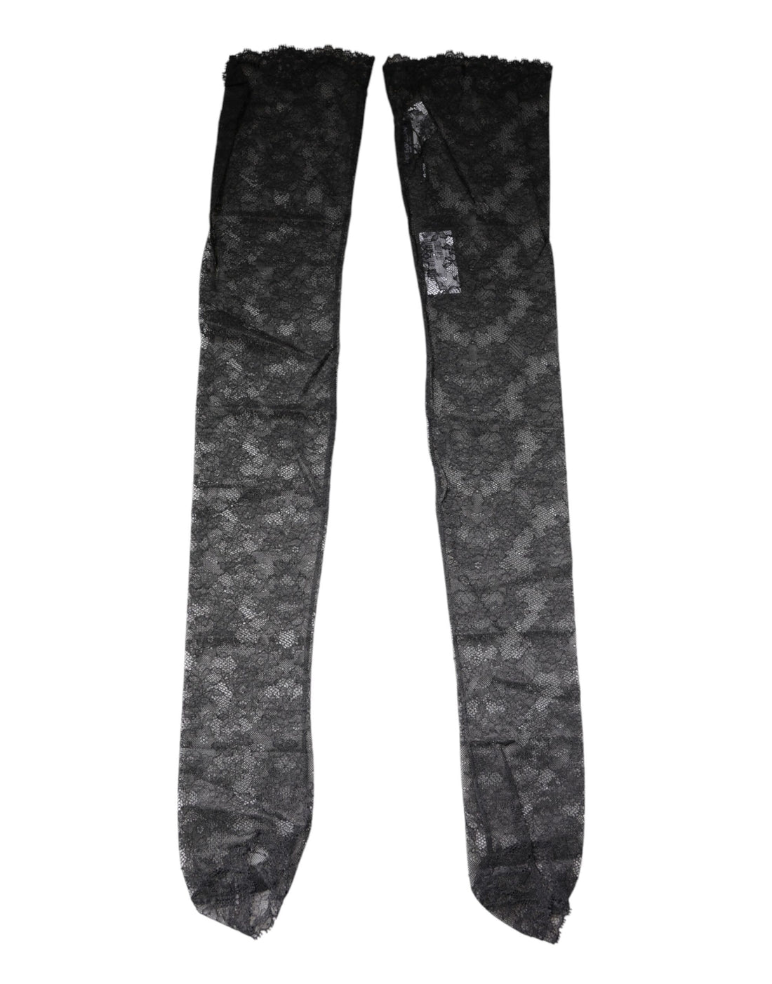 Dolce & Gabbana Black Floral Lace Cotton Stretch Stockings Socks