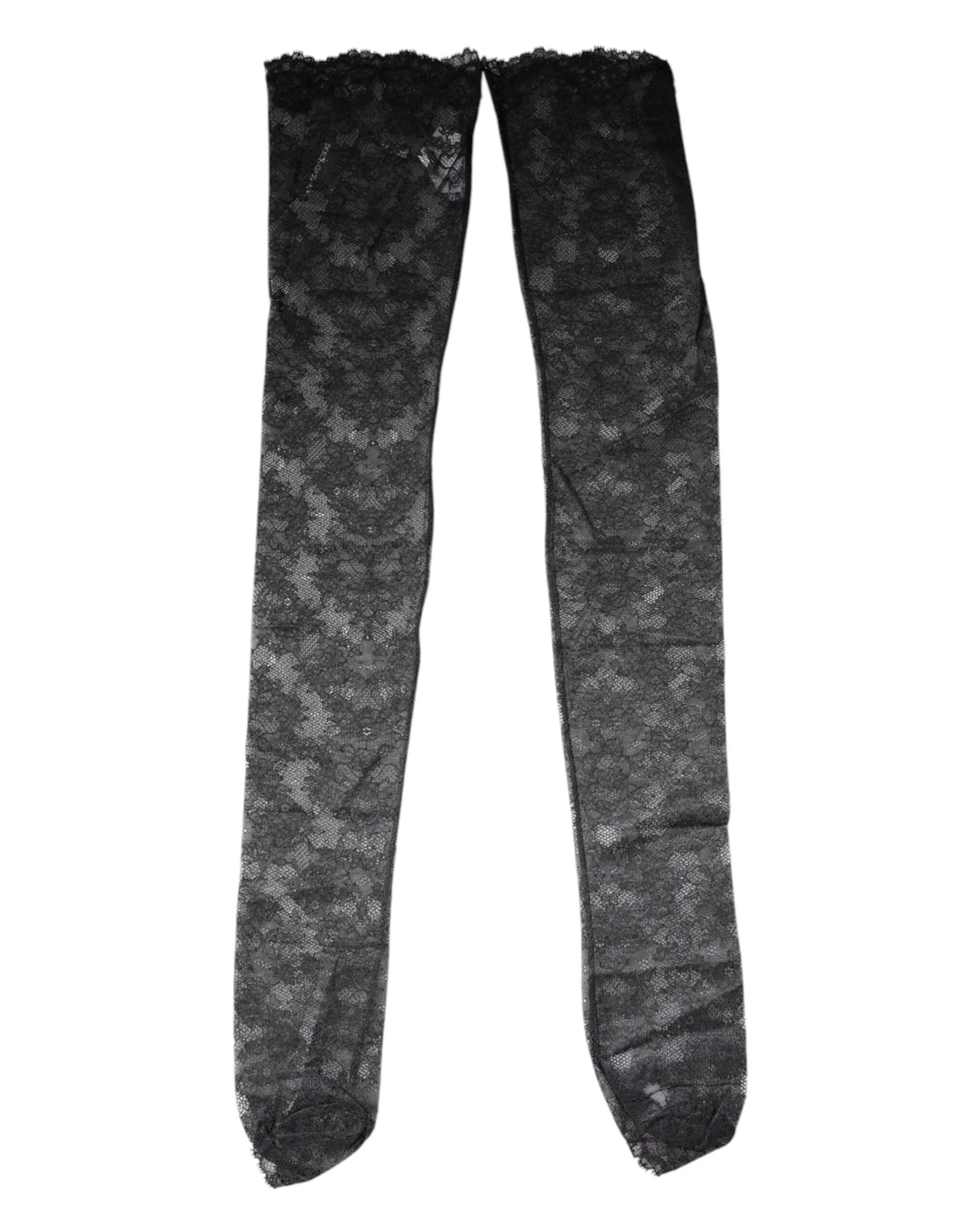 Dolce & Gabbana Black Floral Lace Cotton Stretch Stockings Socks
