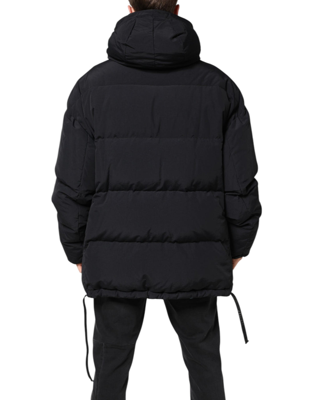 Dolce & Gabbana Black Nylon Full Zip Hooded Parka Jacket