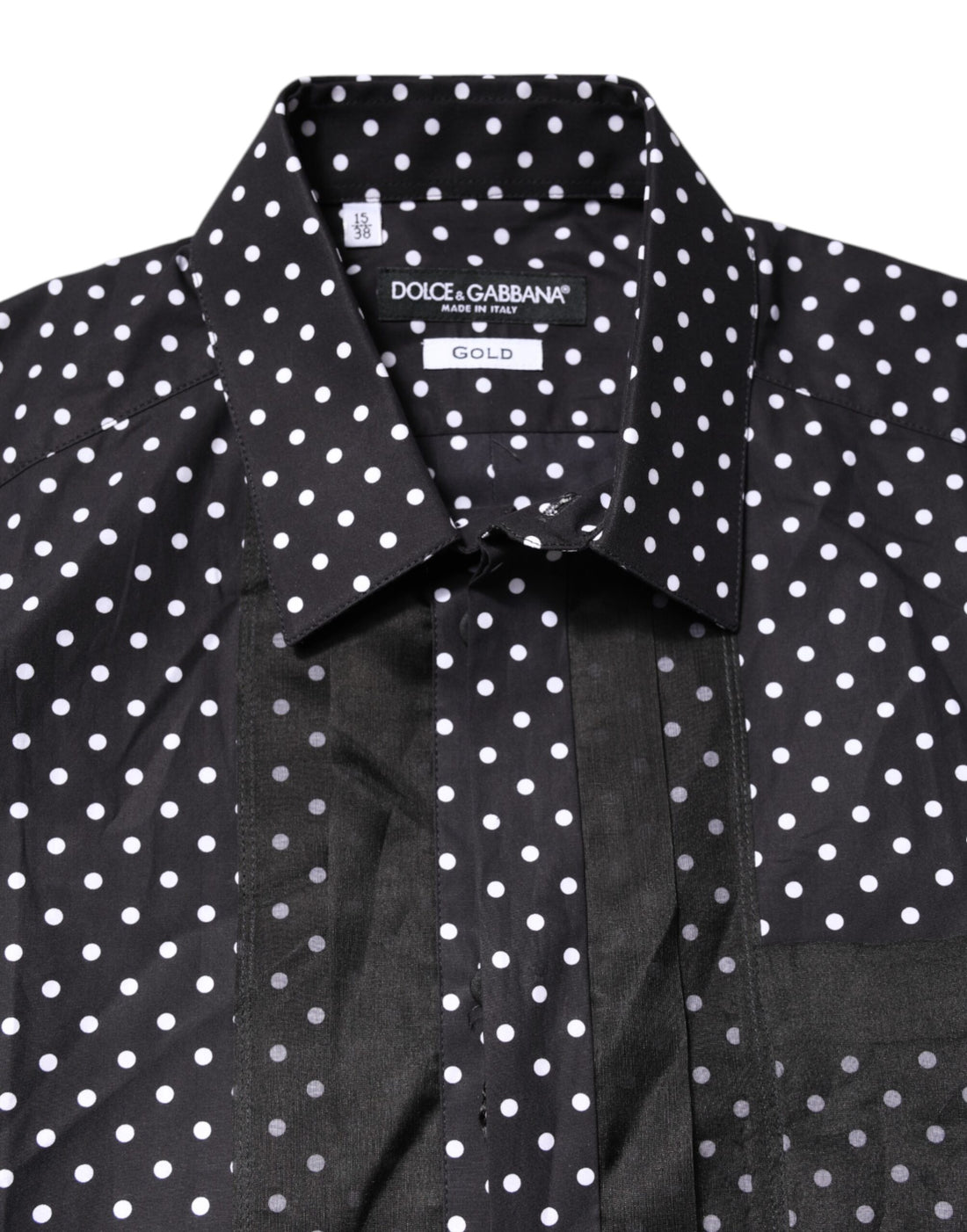 Dolce & Gabbana Black Polka Dot Long Sleeves Gold Formal Shirt
