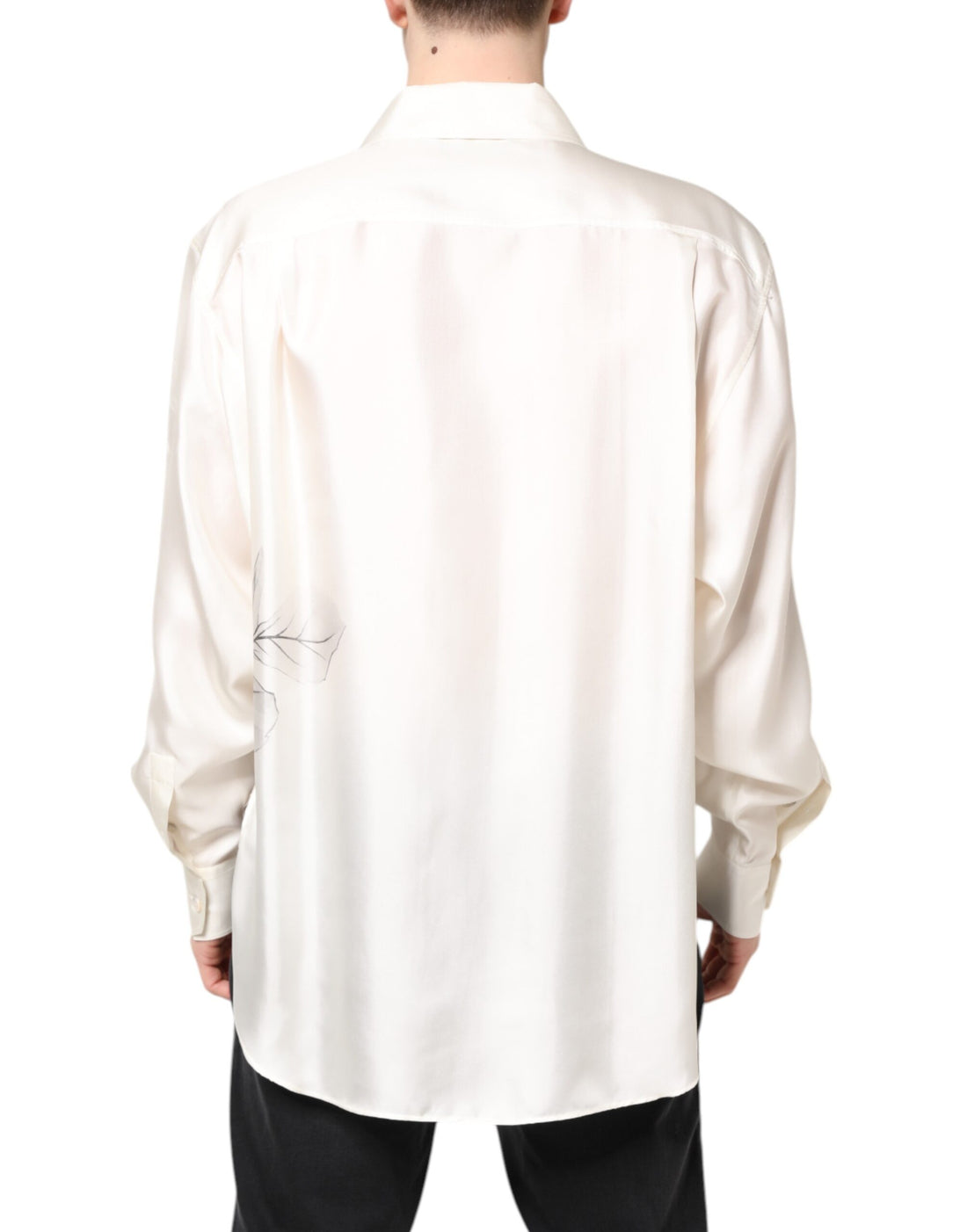 Dolce & Gabbana Ivory Silk Long Sleeves Men Casual Shirt