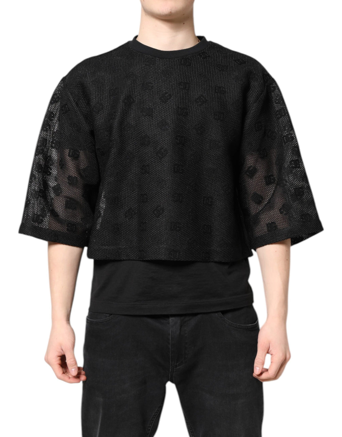Dolce & Gabbana Black See Through Logo Short Sleeves T-shirt
