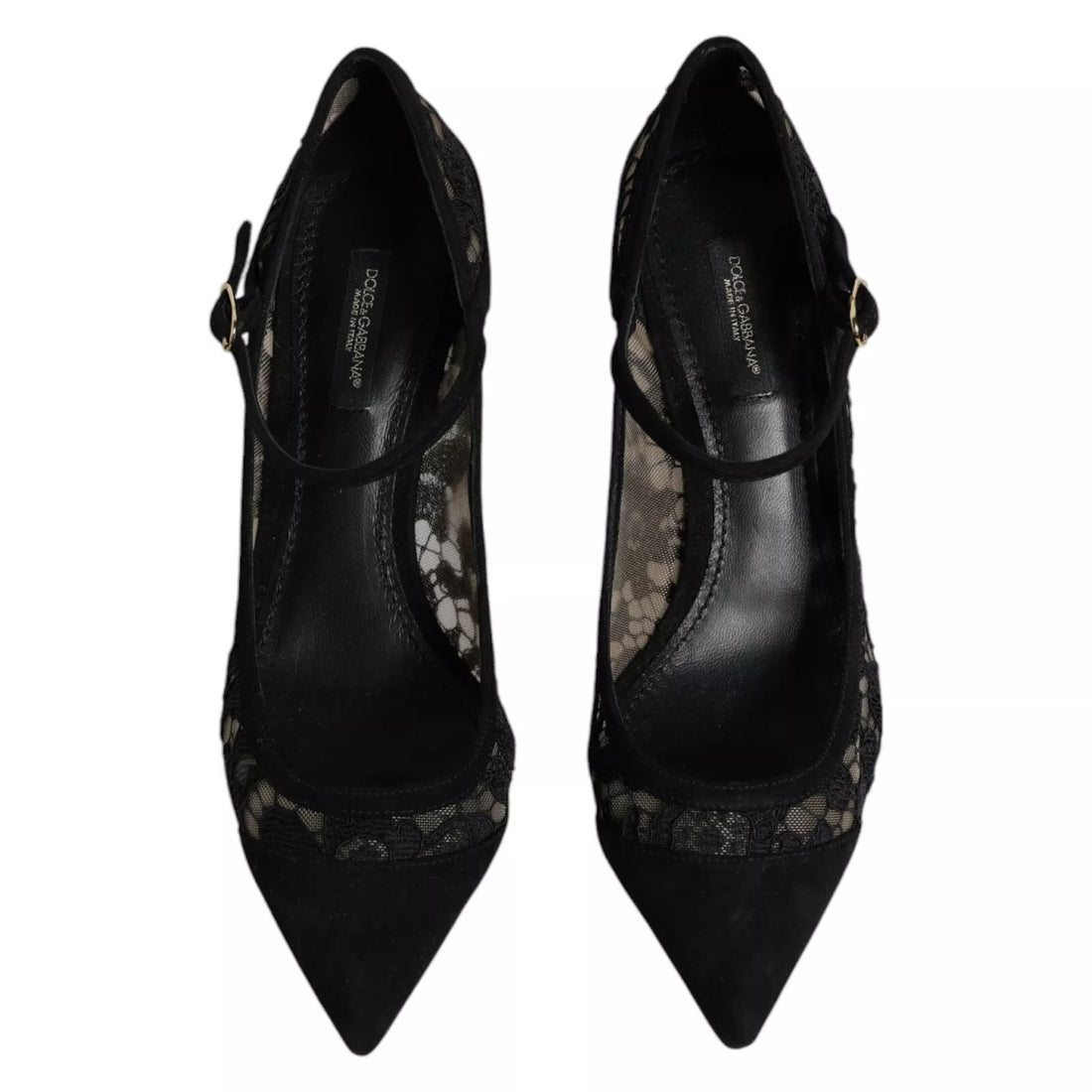 Dolce & Gabbana Black Mary Jane Taormina Lace Pumps Shoes