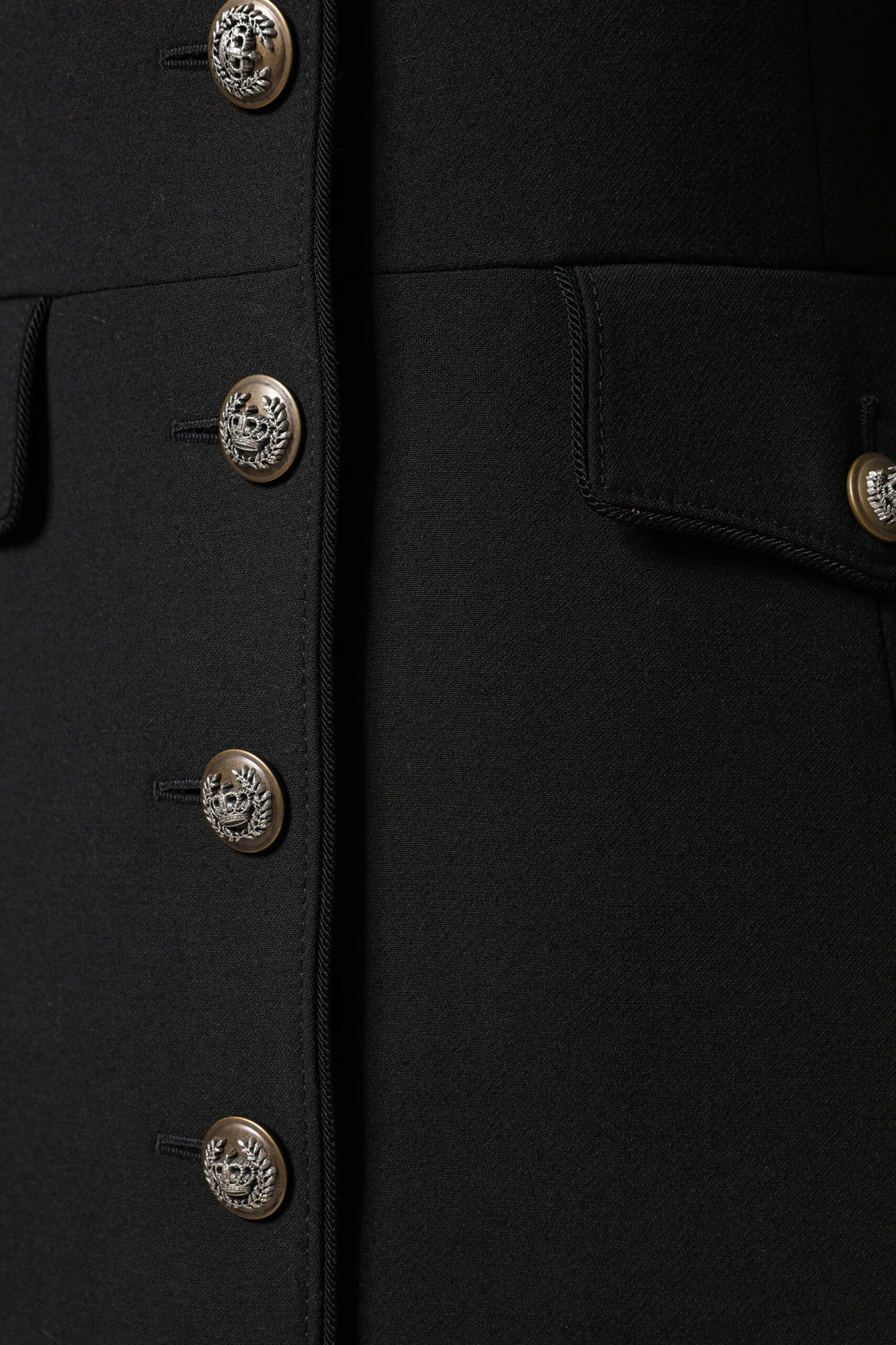 Dolce & Gabbana Black Wool Single Breasted Trench Coat Jacket