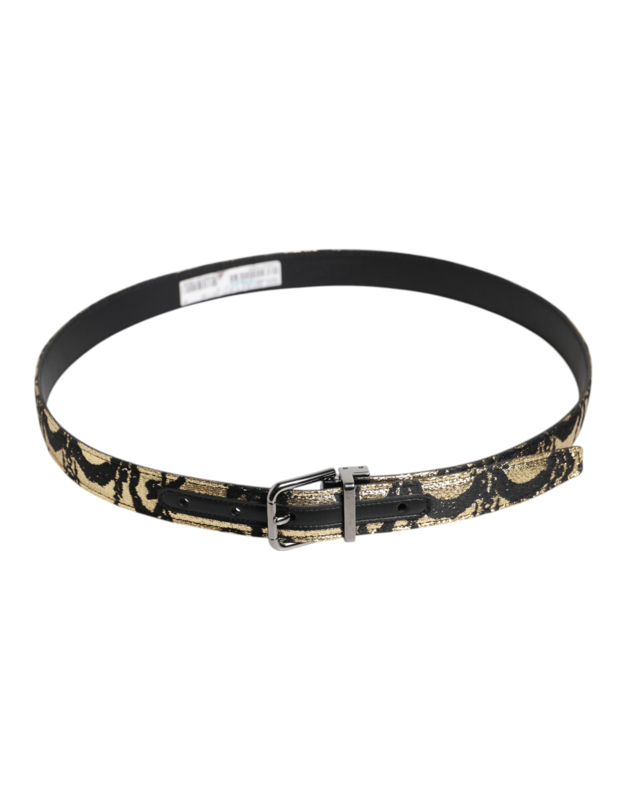 Dolce & Gabbana Multicolor Jacquard Leather Metal Buckle Belt