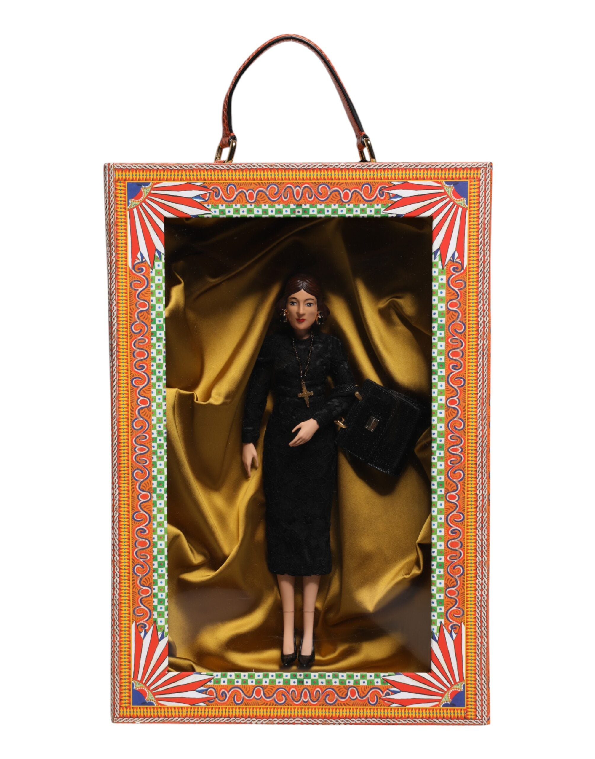 Dolce & Gabbana Black Dress Ceramic Porcelain Fashion Leather Sicily Dolls