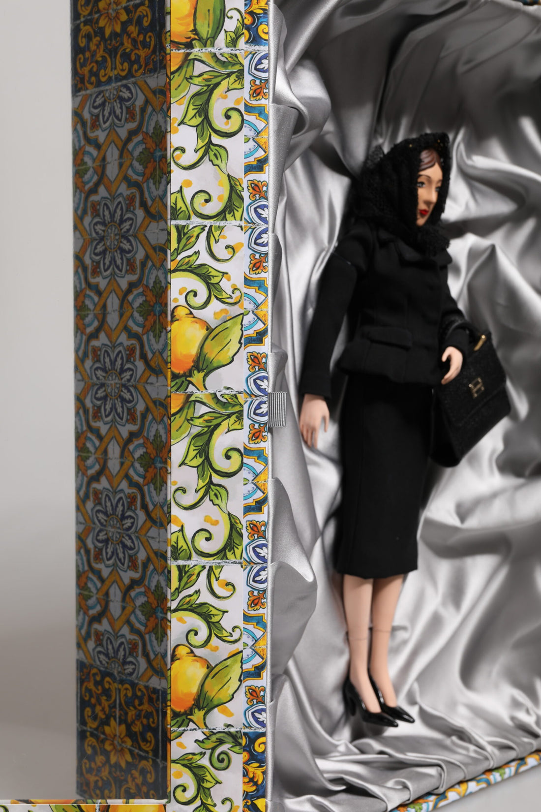 Dolce & Gabbana Black Dress Ceramic Porcelain Fashion Leather Sicily Dolls