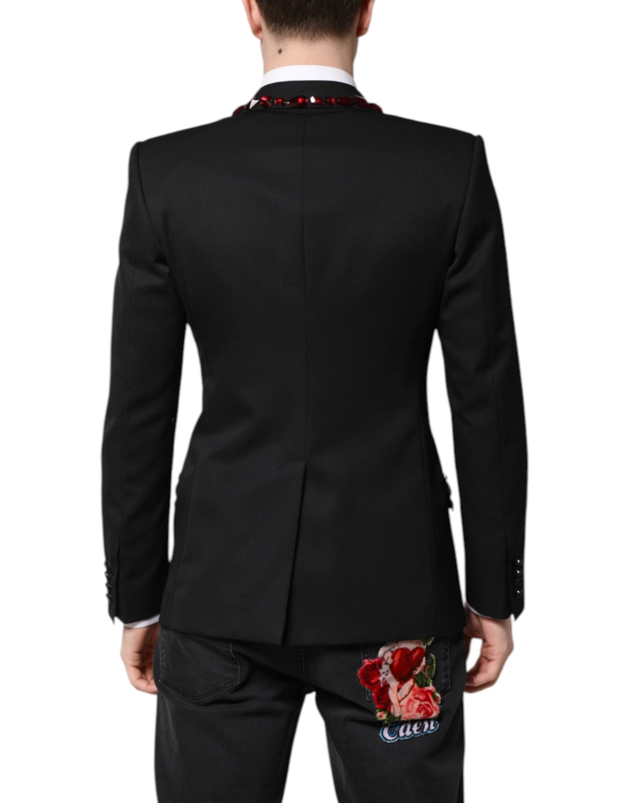Dolce & Gabbana Black SICILIA CrystalEmbellished Coat Blazer