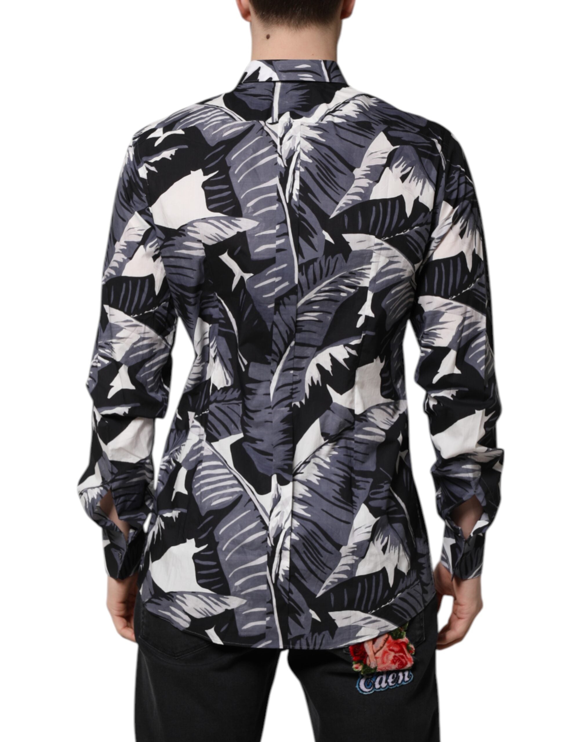 Dolce & Gabbana Multicolor GOLD Cotton Banana Leaf Print Shirt