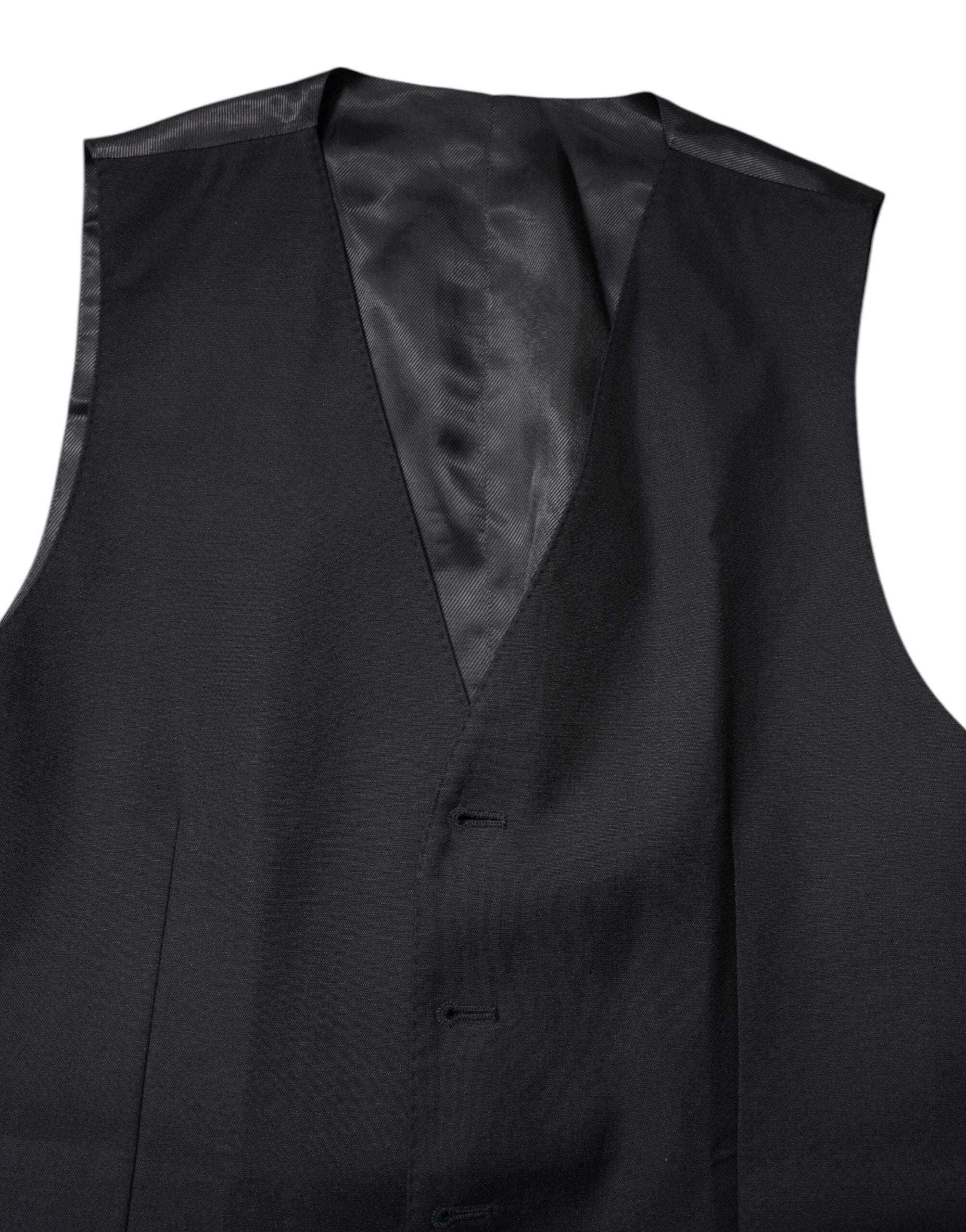 Dolce & Gabbana Black Wool Waistcoat Dress Formal Vest