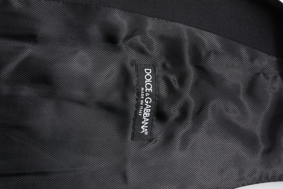 Dolce & Gabbana Black Wool Waistcoat Dress Formal Vest