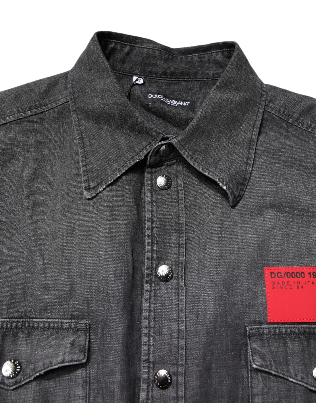 Dolce & Gabbana Gray Long Sleeves Button Down Denim Shirt