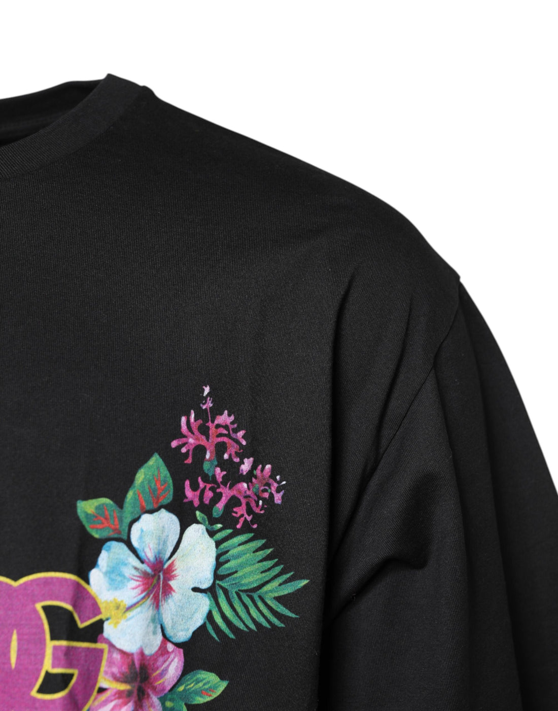 Dolce & Gabbana Black DG Floral Print Crew Neck T-shirt