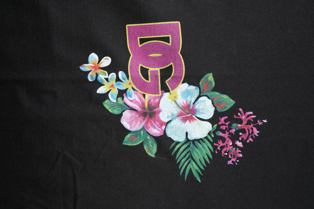Dolce & Gabbana Black DG Floral Print Crew Neck T-shirt
