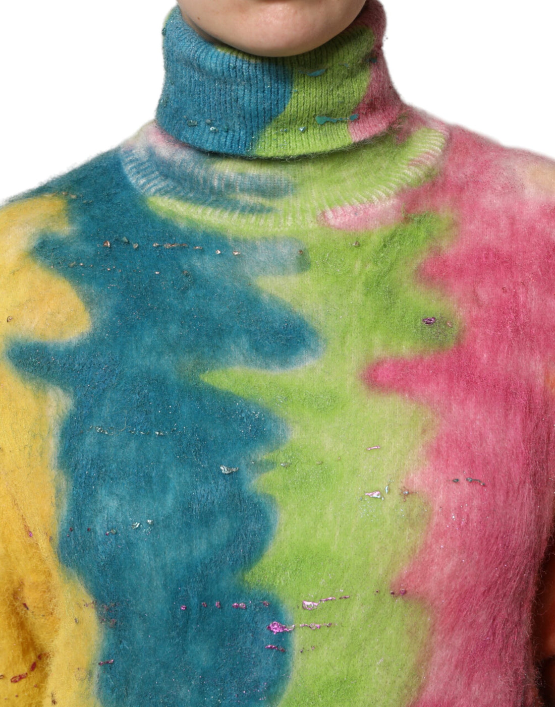 Dolce & Gabbana Multicolor Mohair Turtleneck Pullover Sweater
