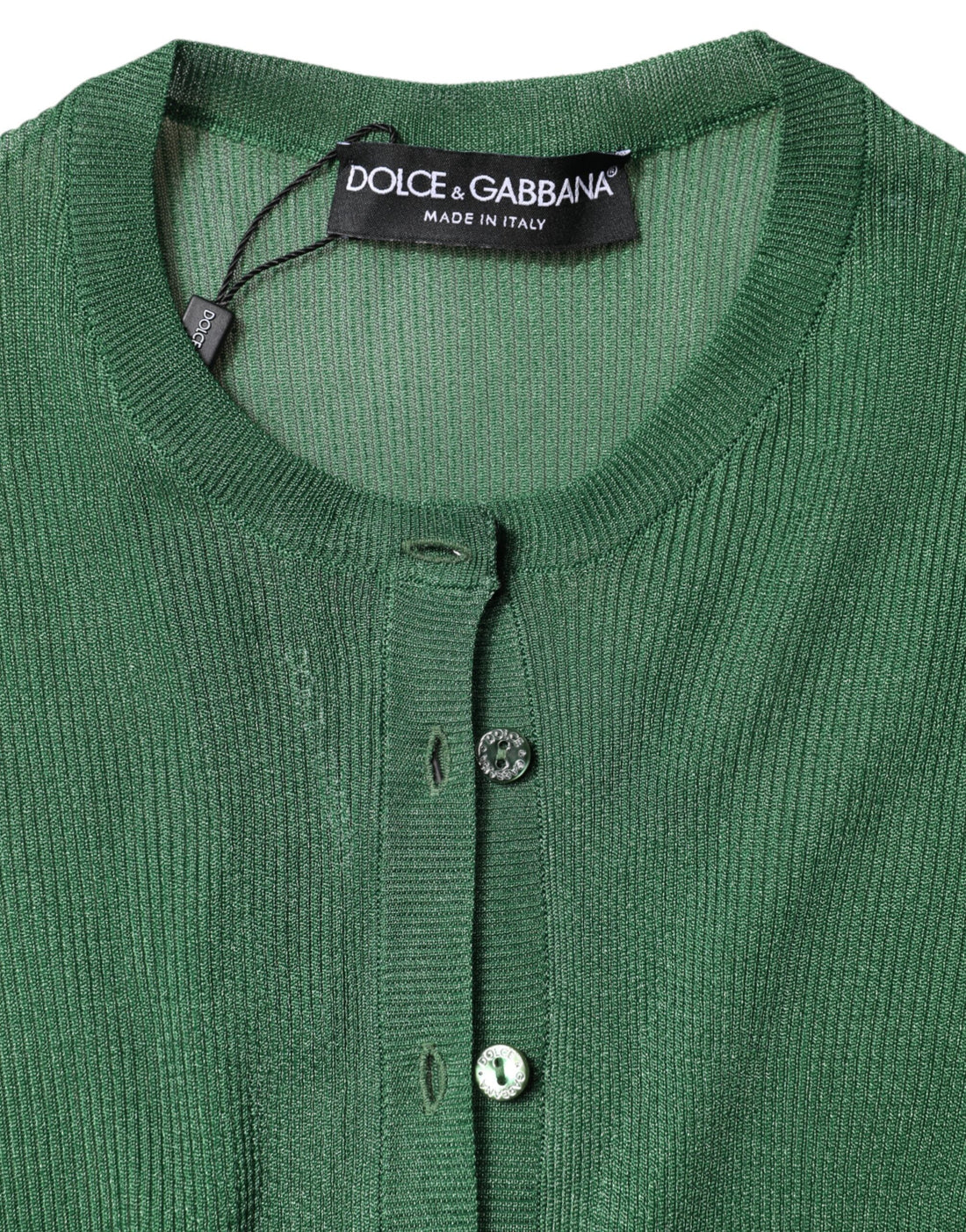 Dolce & Gabbana Green Polyester Long Sleeves Cardigan Sweater