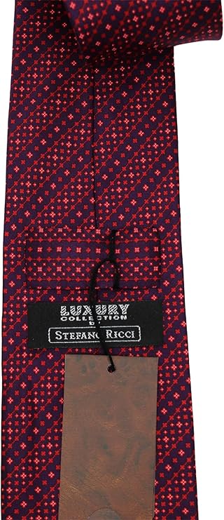Stefano Ricci Luxury Collection Satin Red Geometric Striped Tie