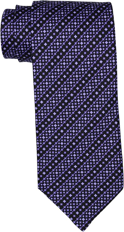 Stefano Ricci Luxury Collection Satin Black Purple Geometric Striped Tie