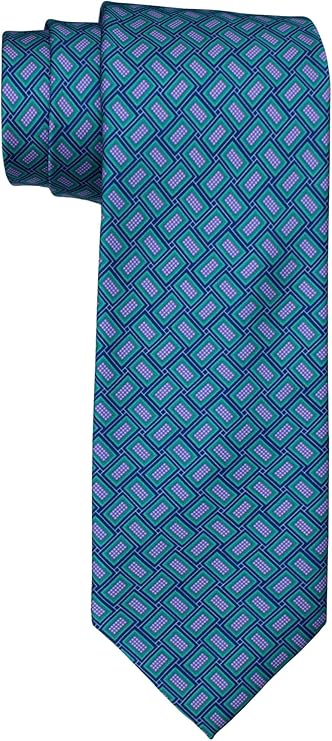 Dolcepunta 7 Fold Satin Teal Geometric Tie
