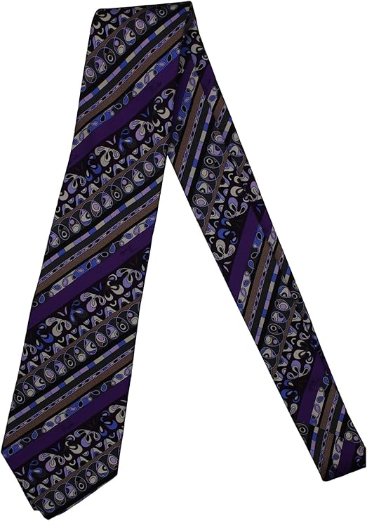 Emilio Pucci Multicolor Geometric Striped Artistic Tie