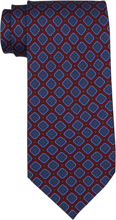 Stefano Ricci Burgundy Blue Medallion Printed Tie