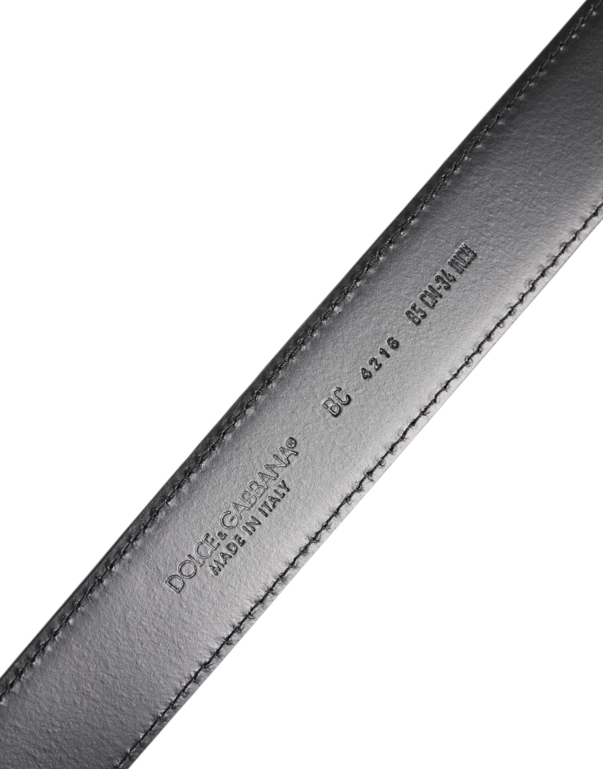 Dolce & Gabbana Black Classic Calf Leather Silver Buckle Belt