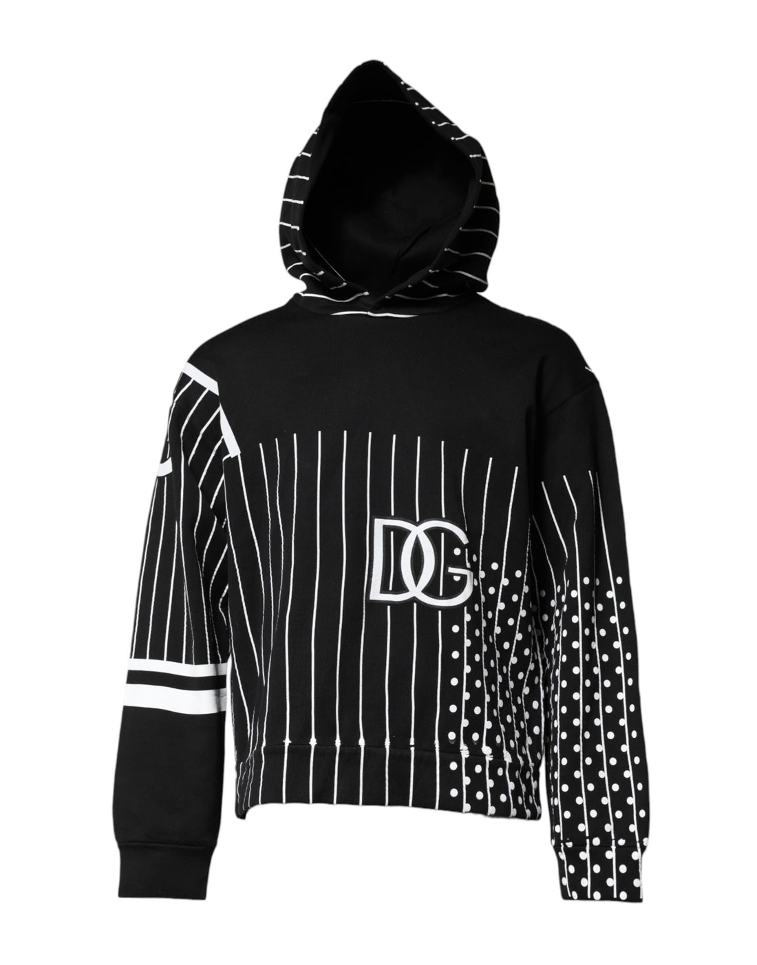 Dolce & Gabbana Black White Stripe Hooded Sweatshirt Sweater