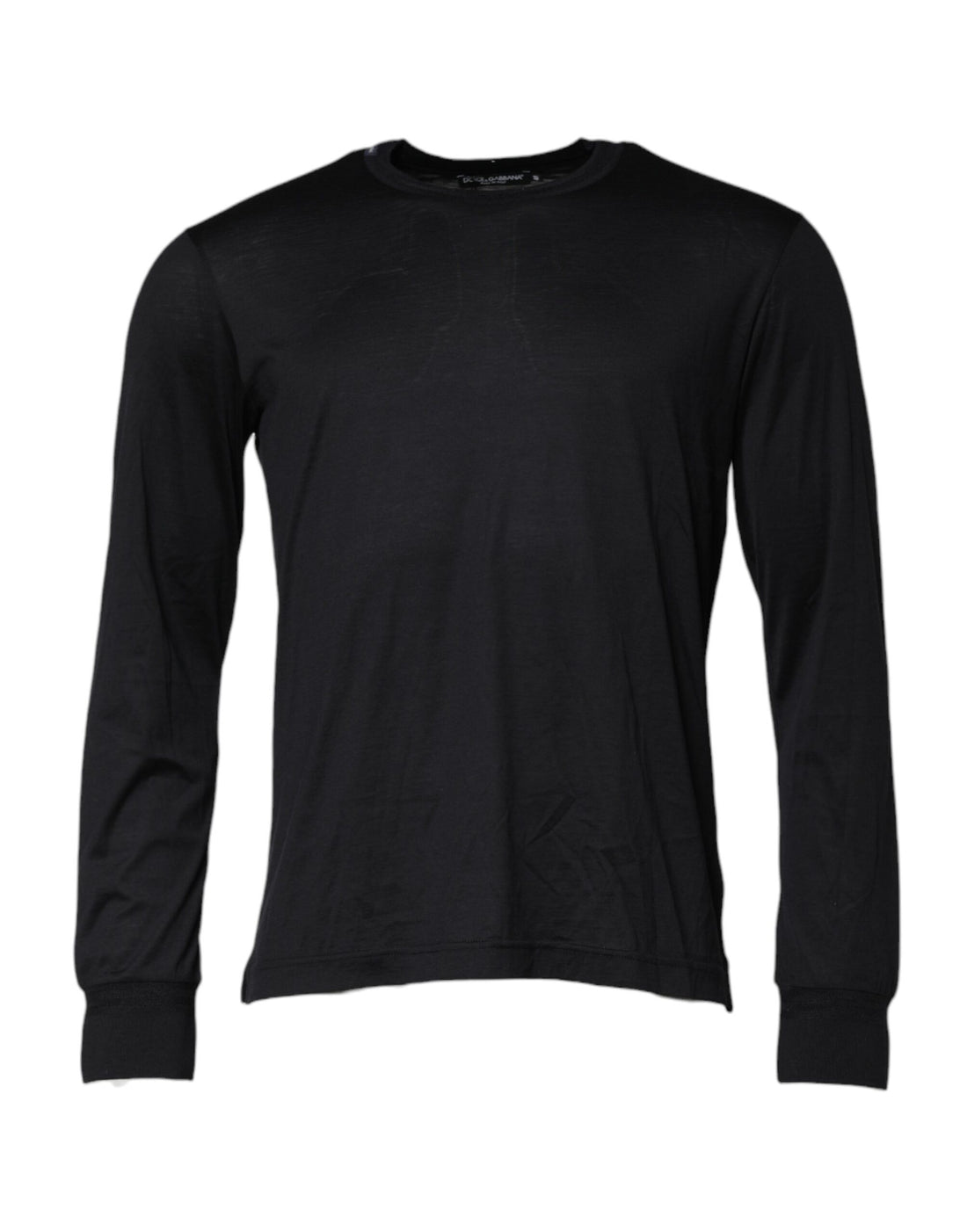Dolce & Gabbana Dark Blue Silk Crew Neck Men Pullover Sweater