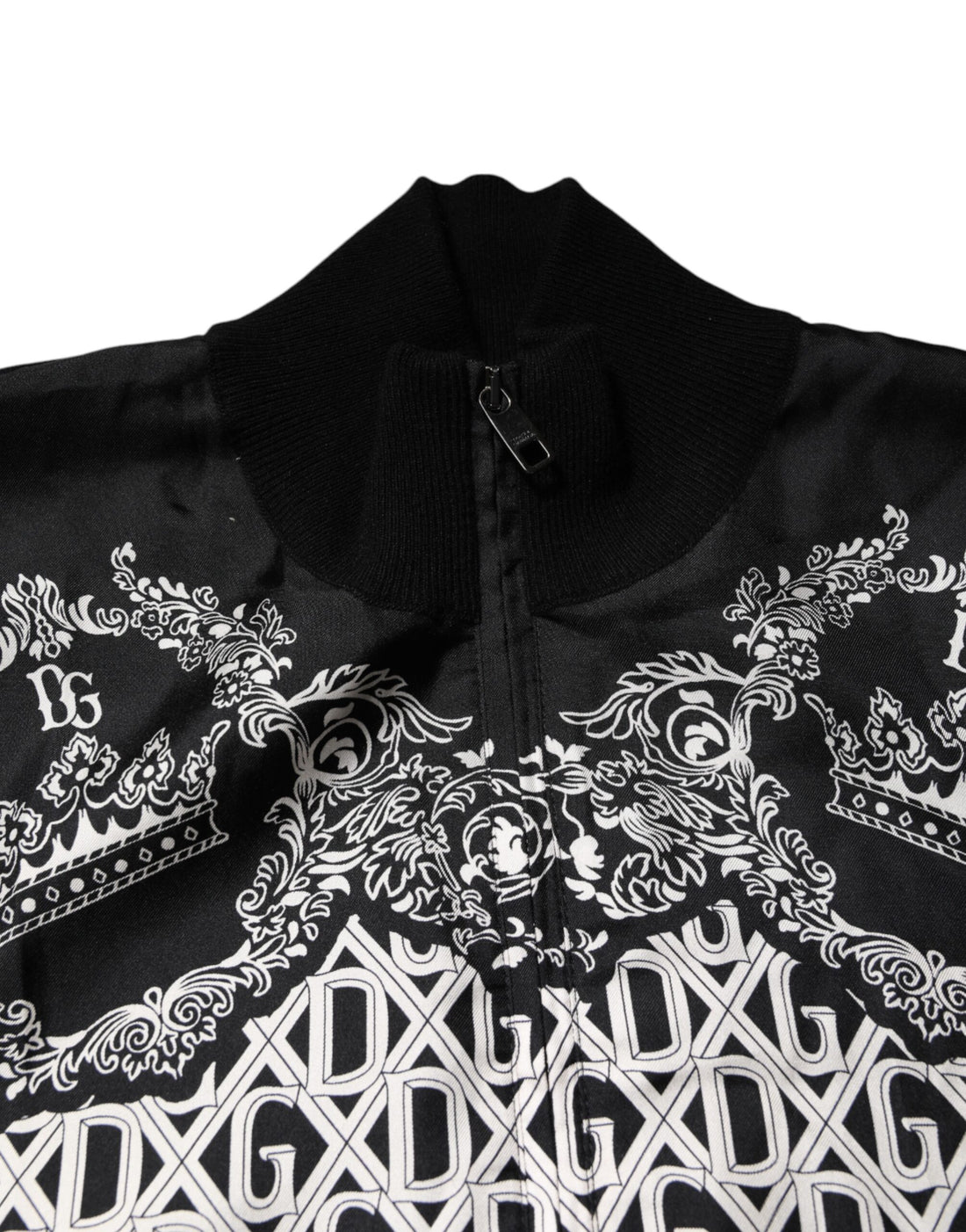 Dolce & Gabbana Black White Bandana Print Full Zip Sweater
