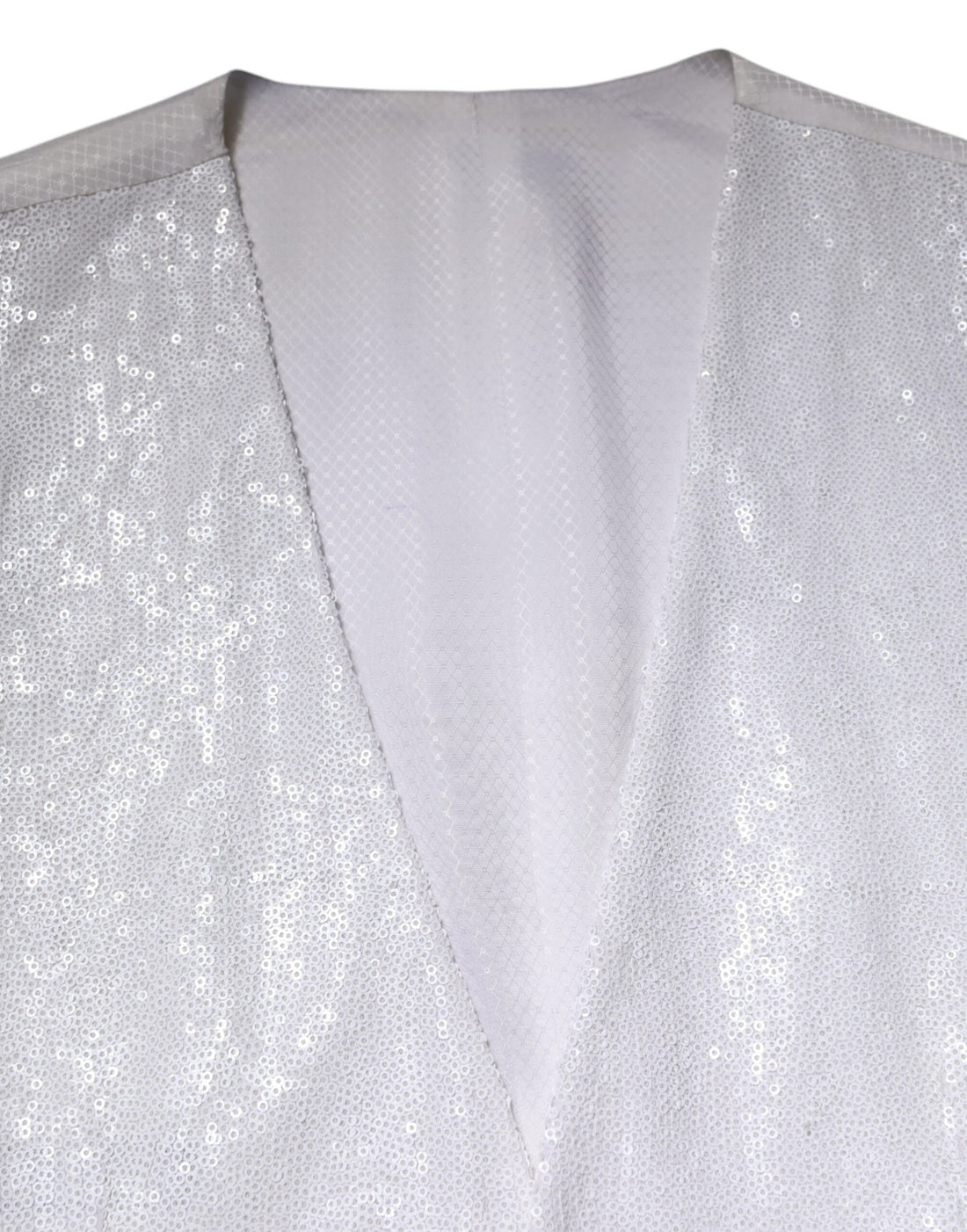 Dolce & Gabbana White Sequined Dress Formal Waistcoat Vest