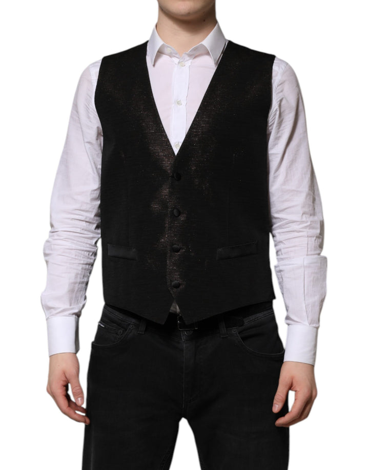 Dolce & Gabbana Dark Brown Dress Formal Men Waistcoat Vest