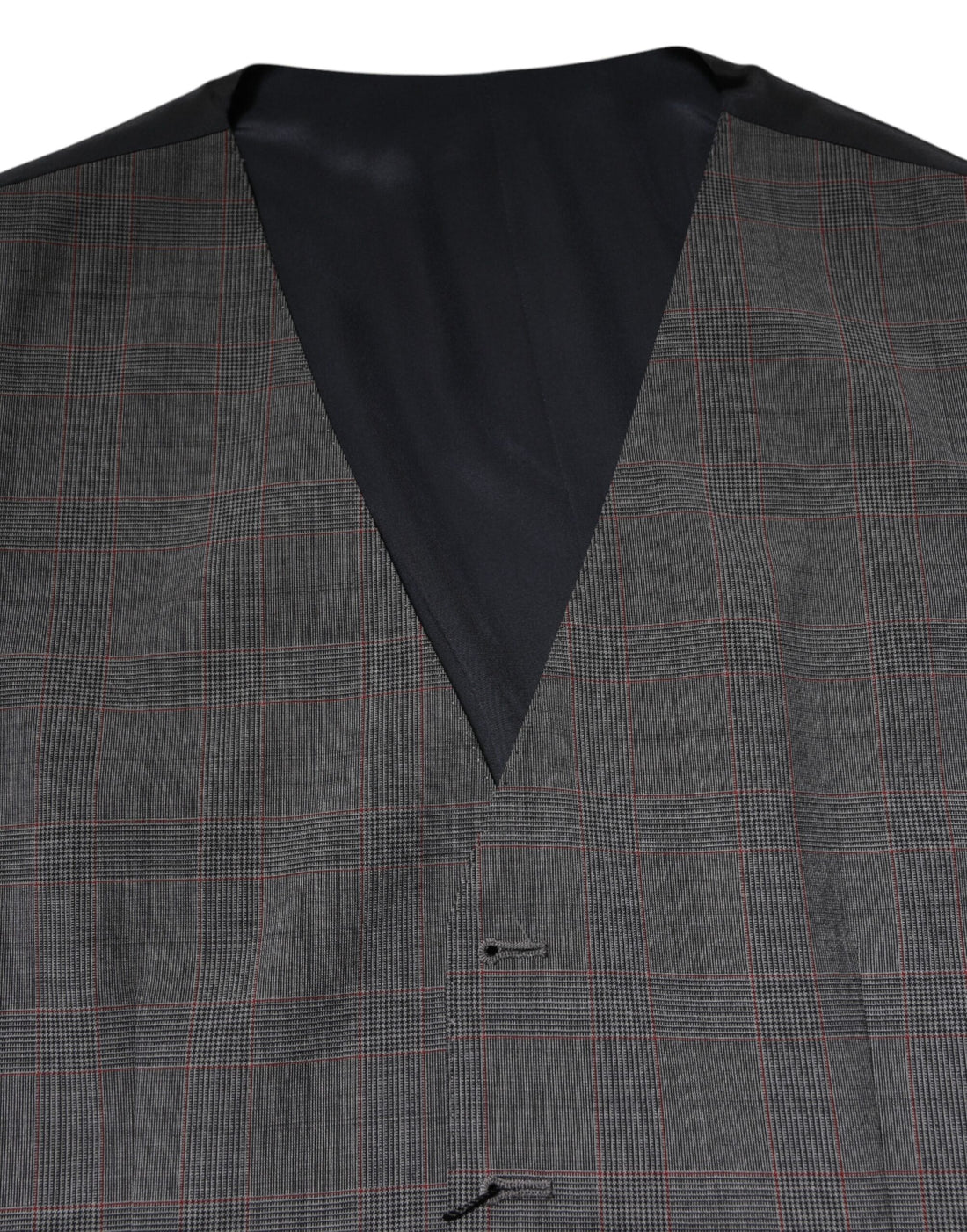 Dolce & Gabbana Gray Plaid Wool Formal Dress Waistcoat Vest