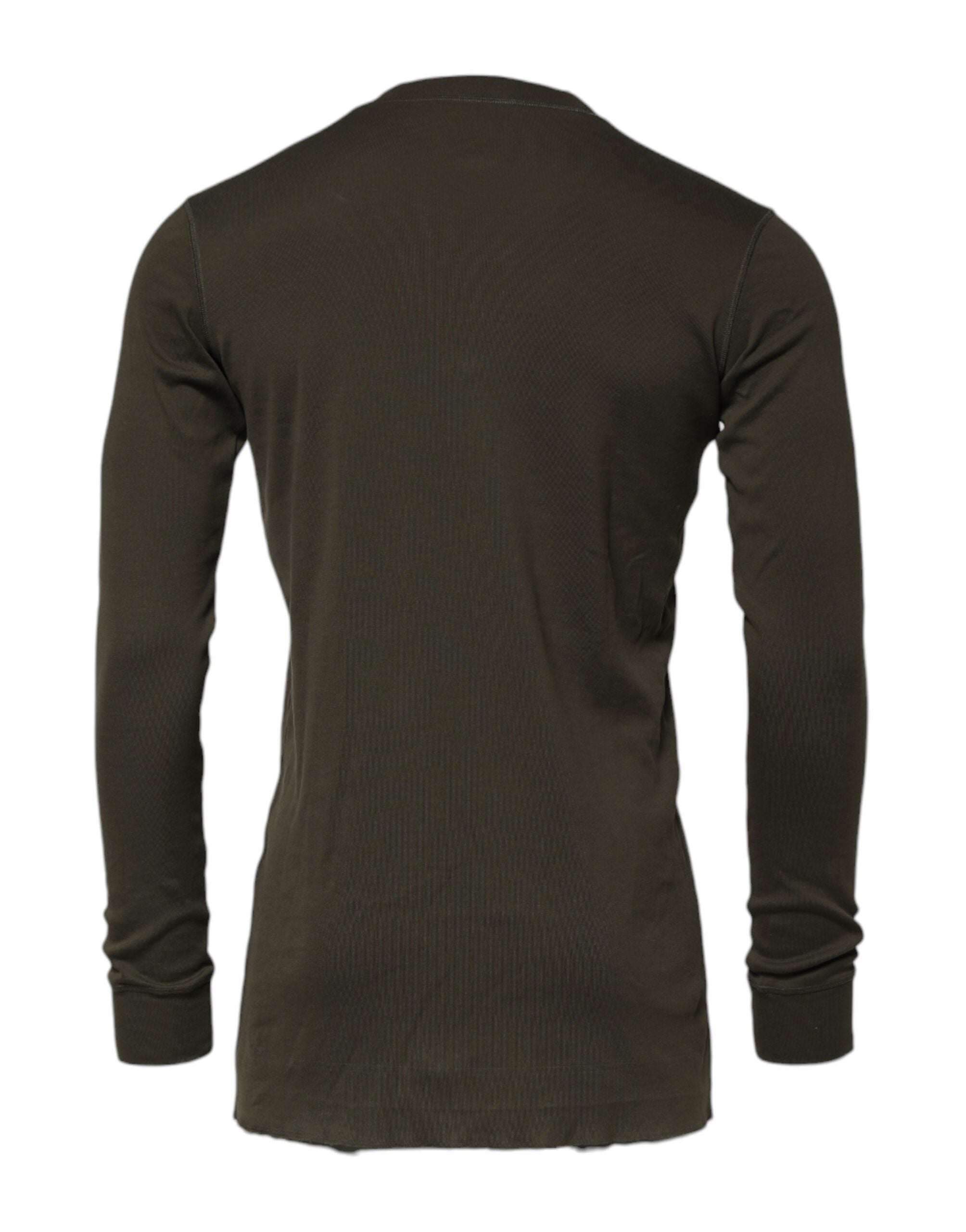 Dolce & Gabbana Dark Green Long Sleeves Crew Neck T-shirt