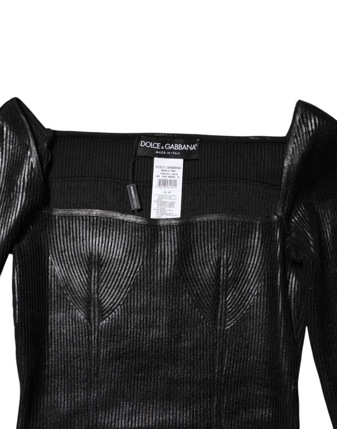 Dolce & Gabbana Black Viscose Long Sleeves Fitted Blouse Top