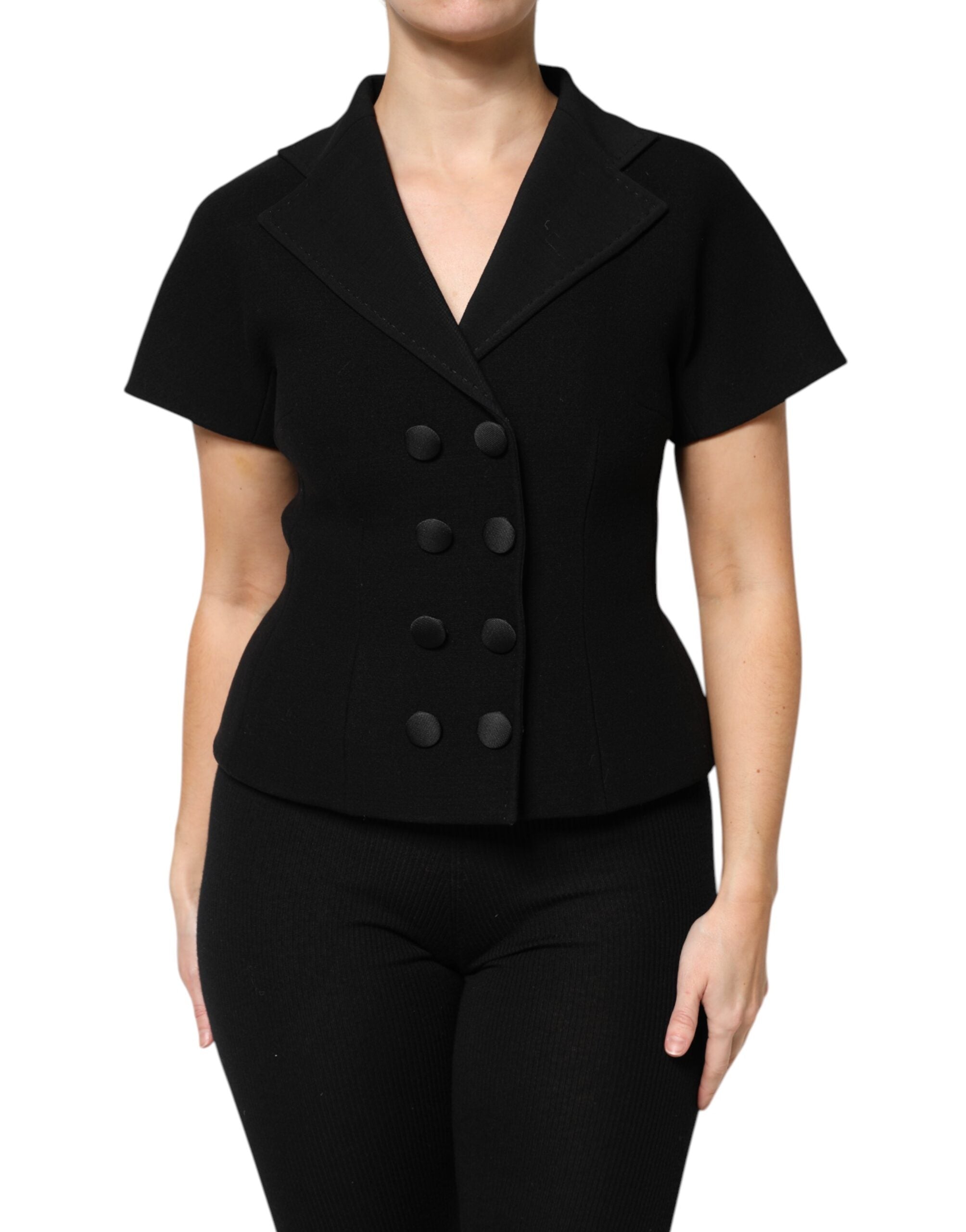 Dolce & Gabbana Black Wool Double Breasted Coat Jacket