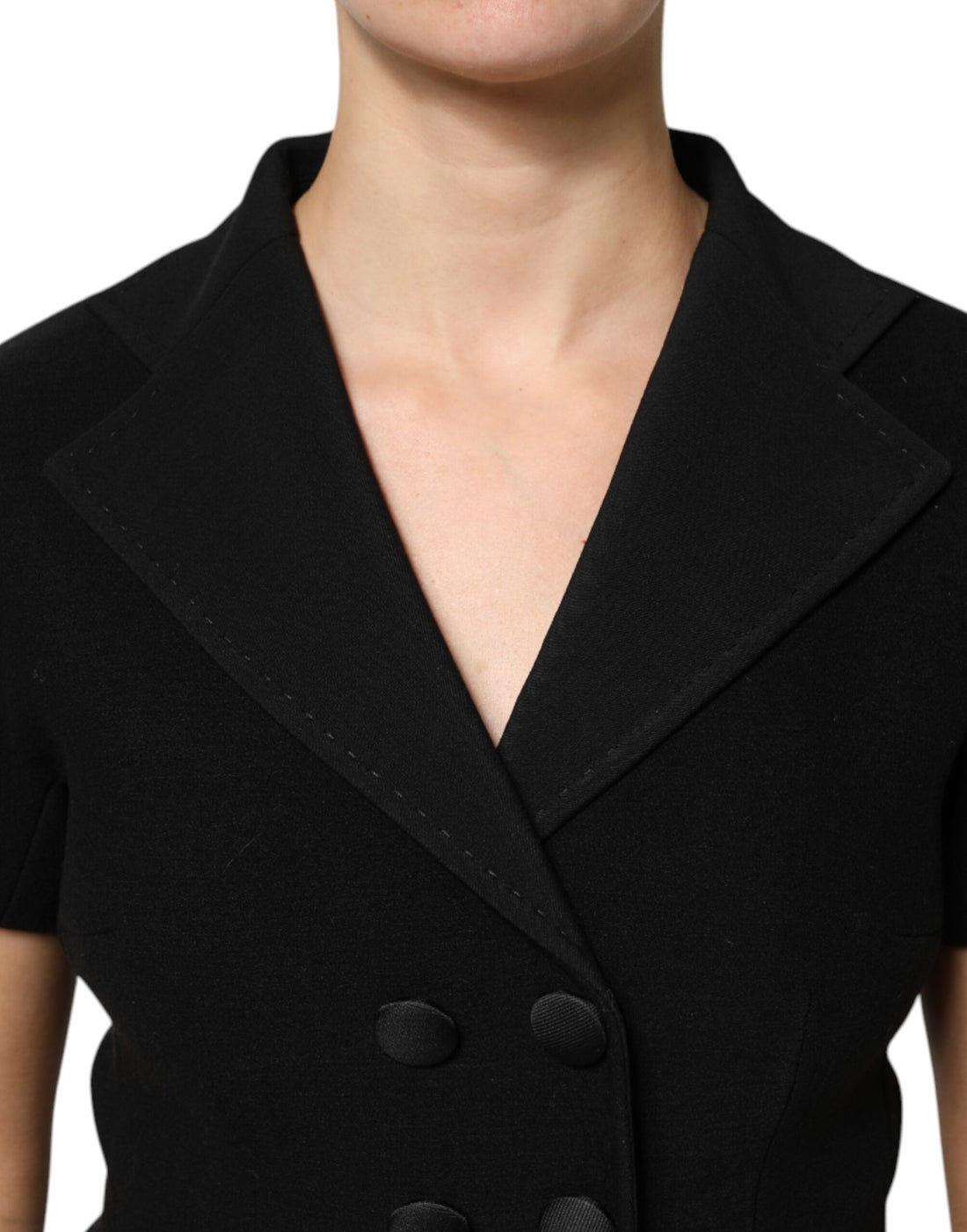 Dolce & Gabbana Black Wool Double Breasted Coat Jacket