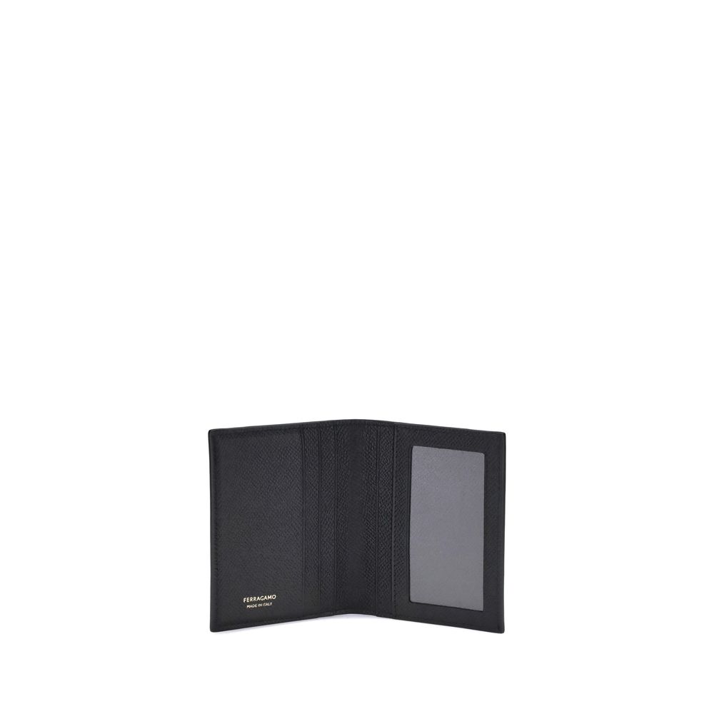 Ferragamo Black Calf Leather Bos Taurus Wallet