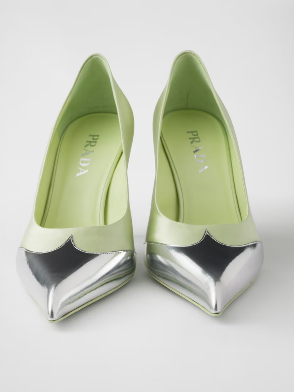 Prada Satin And Metallic Leather Pumps